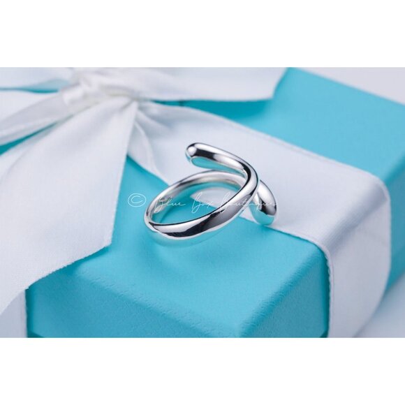 Tiffany & Co. Elsa Peretti Double Teardrop Ring in Silver Size 7.5 - Picture 6 of 7